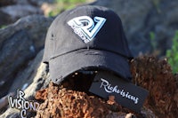 a black hat with a tag on it